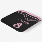 マイアミピンクアンドブラックサッカーパーティー誕生日 ペーパープレート (傾斜あり)