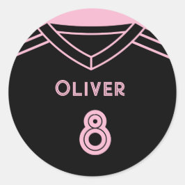 マイアミピンクアンドブラックサッカーパーティー誕生日 ラウンドシール