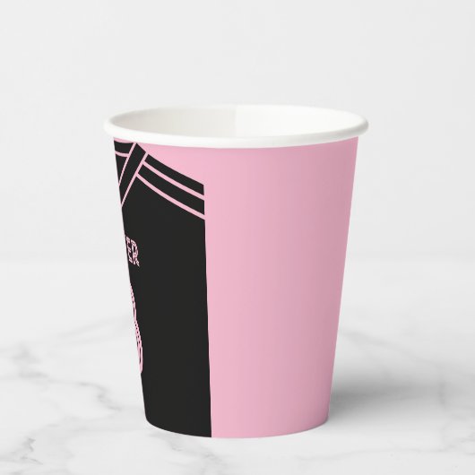 マイアミピンクアンドブラックサッカーパーティー誕生日 紙コップ (左)
