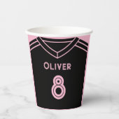 マイアミピンクアンドブラックサッカーパーティー誕生日 紙コップ (正面)