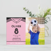 マイアミピンクサッカー写真誕生日パーティーへの招待 招待状 (スタンド正面)