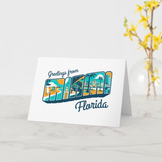 マイアミフロリダからの挨拶 カード (黄色い花)