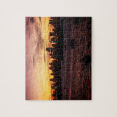 マイアミフロリダのスカイラインアットサンセット ジグソーパズル (縦)