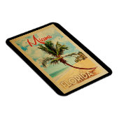 マイアミフロリダのヤシの木のビーチのヴィンテージ旅行 マグネット (右側)