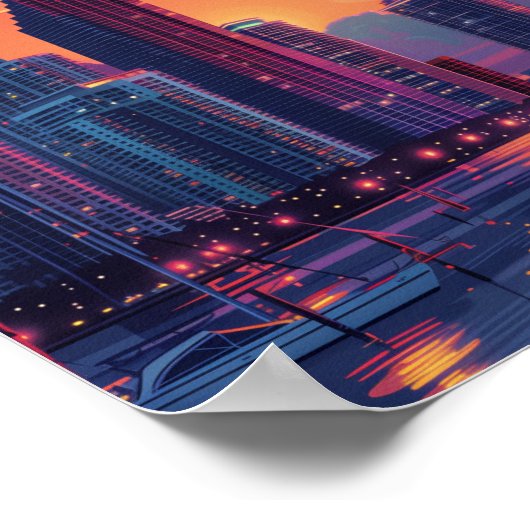 マイアミフロリダの美しい夕日 ポスター (角)