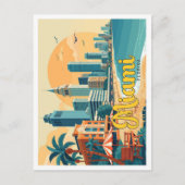 マイアミフロリダアポップ・アートのートトラベルイラストレーション ポストカード (正面)