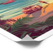 マイアミフロリダアートヴィンテージトラベルイラストレーション ポスター (角)