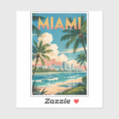 マイアミフロリダイラストレーショントラベルアートヴィンテージ シール (シート)