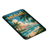 マイアミフロリダイラストレーショントラベルアートヴィンテージ マグネット (右側)