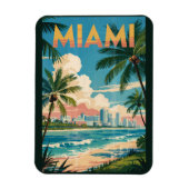 マイアミフロリダイラストレーショントラベルアートヴィンテージ マグネット (縦)