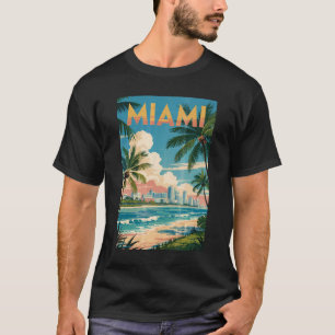 マイアミフロリダイラストレーショントラベルアートヴィンテージ Tシャツ