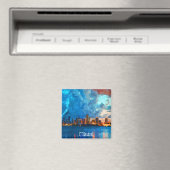 マイアミフロリダウォーターカラーシティスケープ マグネット (インサイチュ (食洗機))