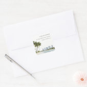 マイアミフロリダウォーターカラーパームランドスケープアドレス スクエアシール (封筒)