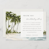 マイアミフロリダウォーターカラーパーム結婚ランドスケーズ サンキューカード (正面/裏面)