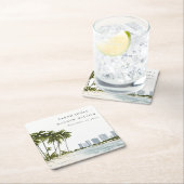 マイアミフロリダウォーターカラーパーム結婚ランドスケーズ スクエアペーパーコースター (インサイチュ)