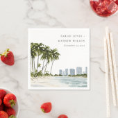 マイアミフロリダウォーターカラーパーム結婚ランドスケーズ スタンダードカクテルナプキン (インサイチュ)