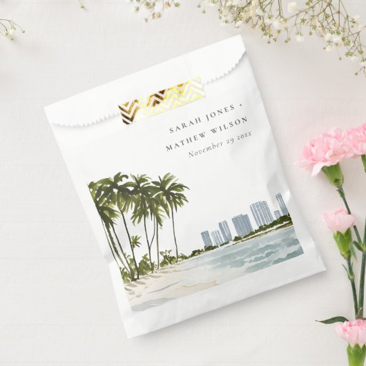 マイアミフロリダウォーターカラーパーム結婚ランドスケーズ フェイバーバッグ (封をした状態)