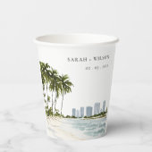 マイアミフロリダウォーターカラーパーム結婚ランドスケーズ 紙コップ (裏面)