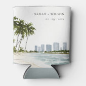 マイアミフロリダウォーターカラーパーム結婚ランドスケーズ 缶クーラー (正面)