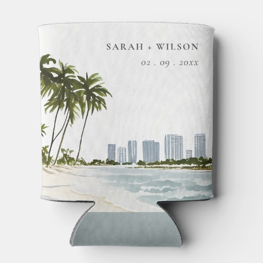 マイアミフロリダウォーターカラーパーム結婚ランドスケーズ 缶クーラー (裏面)