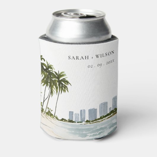 マイアミフロリダウォーターカラーパーム結婚ランドスケーズ 缶クーラー (缶裏面)