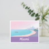 マイアミフロリダコーストラインシティスケープPattel Travel ポストカード (スタンド正面)