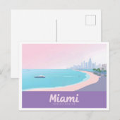 マイアミフロリダコーストラインシティスケープPattel Travel ポストカード (正面/裏面)