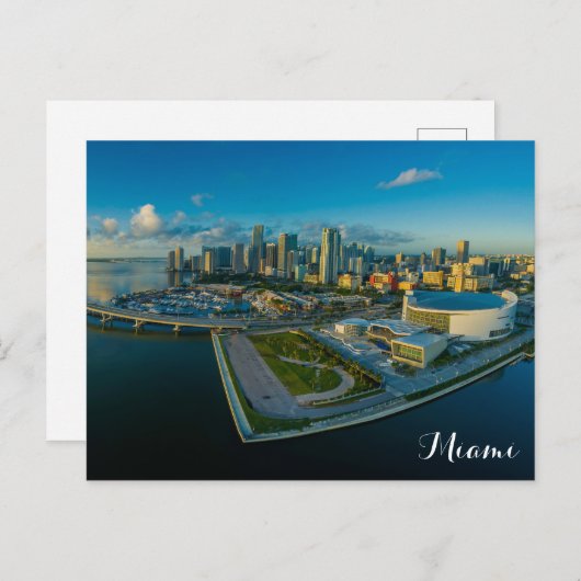 マイアミフロリダシティスカイライントラベルフォト ポストカード (正面/裏面)