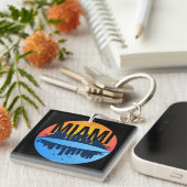 マイアミフロリダシティスケープのスカイライン写真 キーホルダー (正面右)