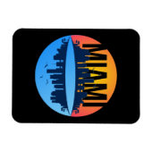 マイアミフロリダシティスケープのスカイライン写真 マグネット (横)