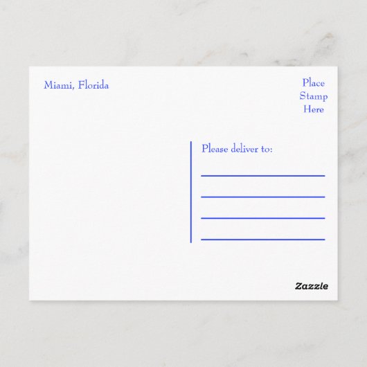 マイアミフロリダスカイラインとハーバーアットナイト – USA ポストカード (裏面)