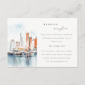 マイアミフロリダスカイラインウォーターカラーウェディングレセプション エンクロージャーカード (正面)