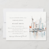 マイアミフロリダスカイラインウォーターカラーリハーサルディナー 招待状 (正面)