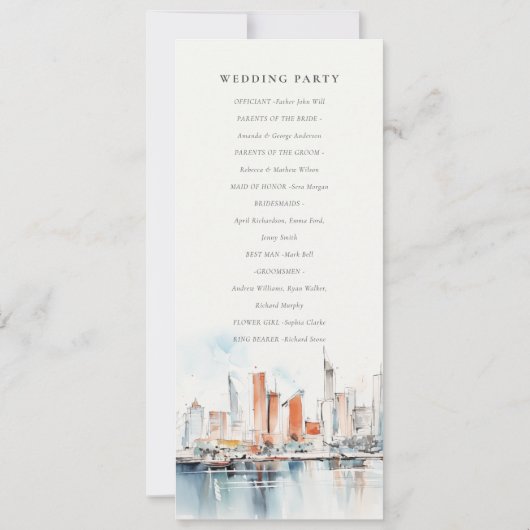 マイアミフロリダスカイラインウォーターカラー結婚式 プログラム (裏面)