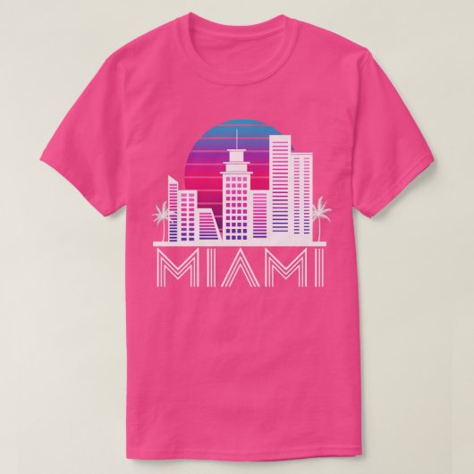 マイアミフロリダスカイライン米国南旅行熱帯地域 Tシャツ (デザイン正面)