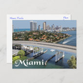 マイアミフロリダスカイライン&ハーバーアットナイト-アメリカ ポストカード (正面/裏面)