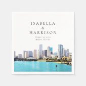 マイアミフロリダデスティネーショントラベルスカイライン結婚ズ スタンダードカクテルナプキン (正面)