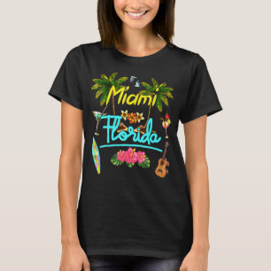 マイアミフロリダビーチサマーパームサーフサンセットパーム Tシャツ