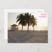マイアミフロリダビーチパームスライフガードハガキ ポストカード (正面/裏面)