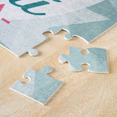 マイアミフロリダピンクフラミンゴ – ヴィンテージレトロ旅行 ジグソーパズル (側面)