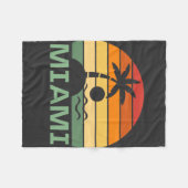 マイアミフロリダヴィンテージパームツリーズサマービーチ フリースブランケット (正面(横))