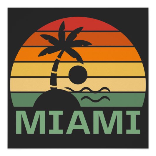 マイアミフロリダヴィンテージパームツリーズサマービーチ ポスター (正面)