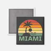 マイアミフロリダヴィンテージパームツリーズサマービーチ マグネット (正面/裏面)