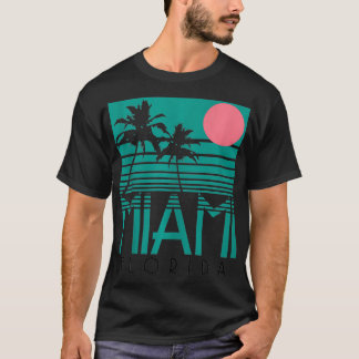 マイアミフロリダヴィンテージレトロパームツリーズビーチスム Tシャツ