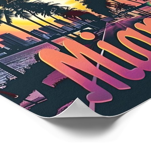 マイアミフロリダヴィンテージレトロ旅行イラストレーション ポスター (角)