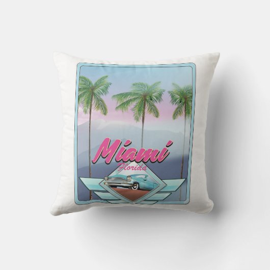 マイアミフロリダヴィンテージ旅行ポスター クッション (裏面)