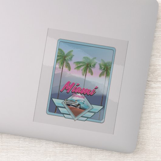 マイアミフロリダヴィンテージ旅行ポスター シール (詳細)