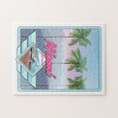 マイアミフロリダヴィンテージ旅行ポスター ジグソーパズル (横)