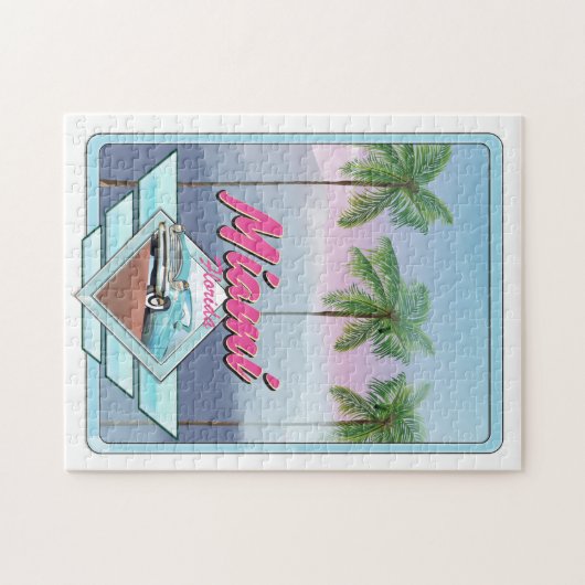 マイアミフロリダヴィンテージ旅行ポスター ジグソーパズル (横)