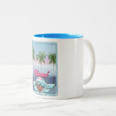 マイアミフロリダヴィンテージ旅行ポスター ツートーンマグカップ (正面右)